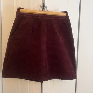 Eve Lavoie Burgundy Corduroy A-Line Mini Skirt - 90s Style - Size S